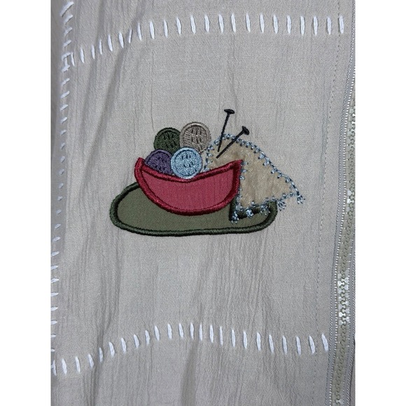 Teddi Embroidered Cat Knit Jacket L Grandmacore‎ Boho Crochet Cozy Cottage - Picture 4 of 10